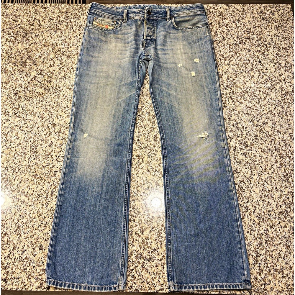 Diesel Zatiny Bootcut Jeans Mens 34x32 Light Wash Distressed Y2K Designer